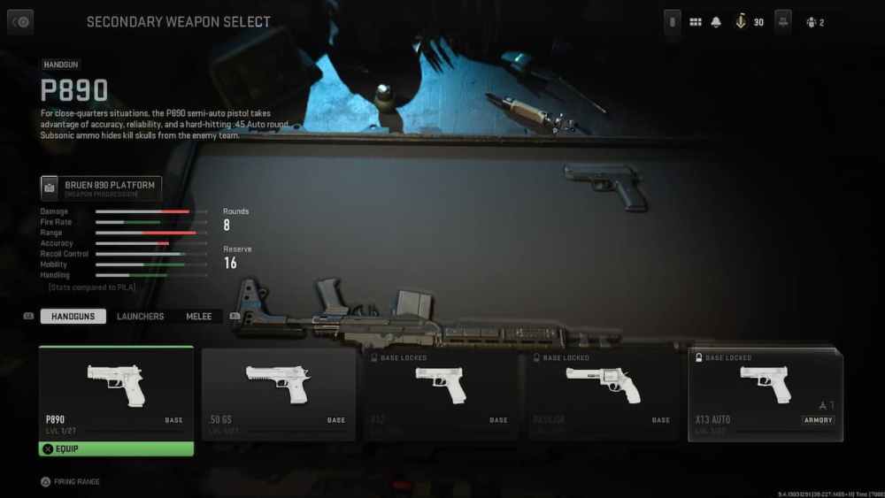 P890 Handgun in Modern Warfare 2