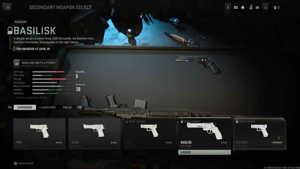 Basilisk Handgun in Modern Warfare 2