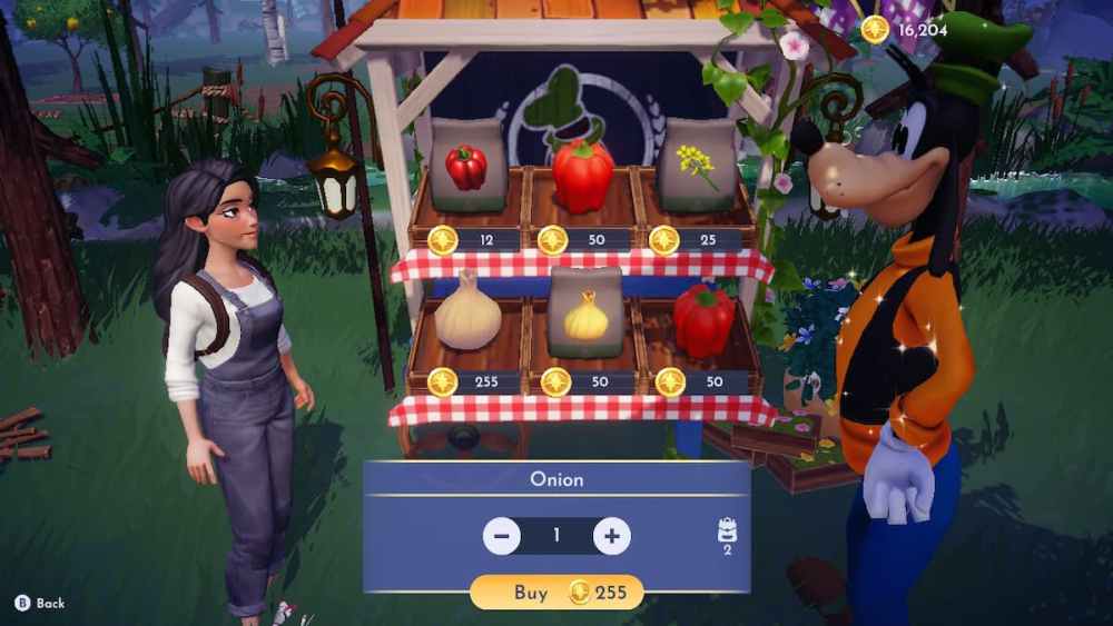 Purchasing onions in Disney Dreamlight Valley