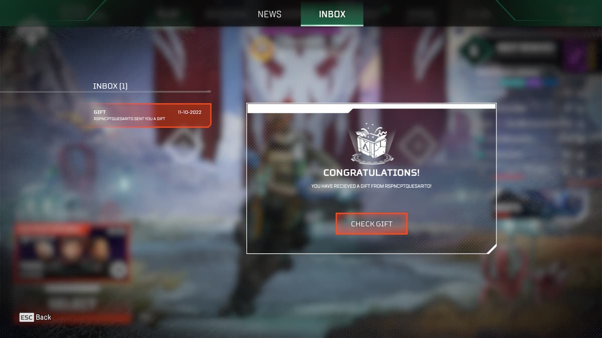 Gifting message in Apex Legends