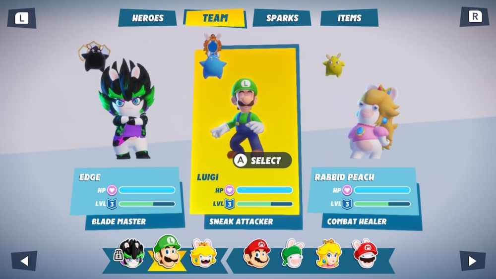 Mario + Rabbids Sparks of Hope First Boss Party Members