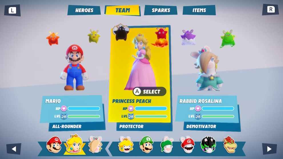 how to switch party members in mario + rabbids sparks of hope