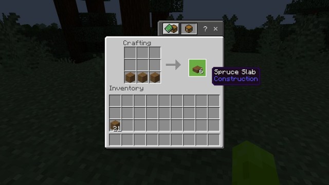 Crafting Slabs in Minecraft