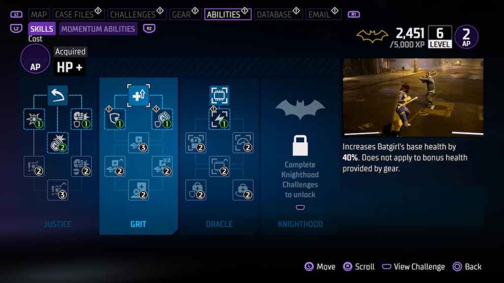 increase max health with HP+ ability in Gotham Knights