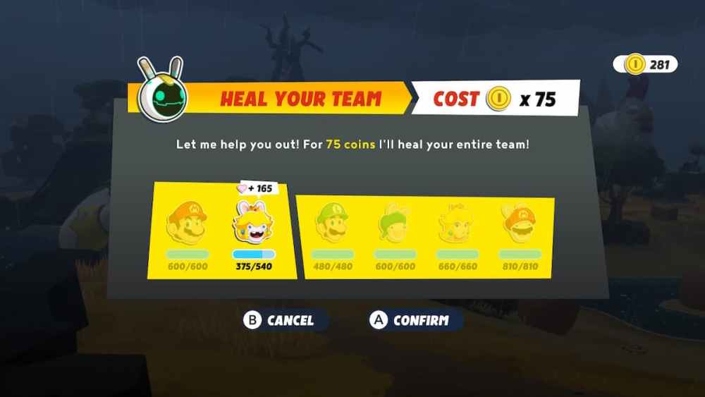 Healing the team in Mario + Rabbids Sparks of Hope