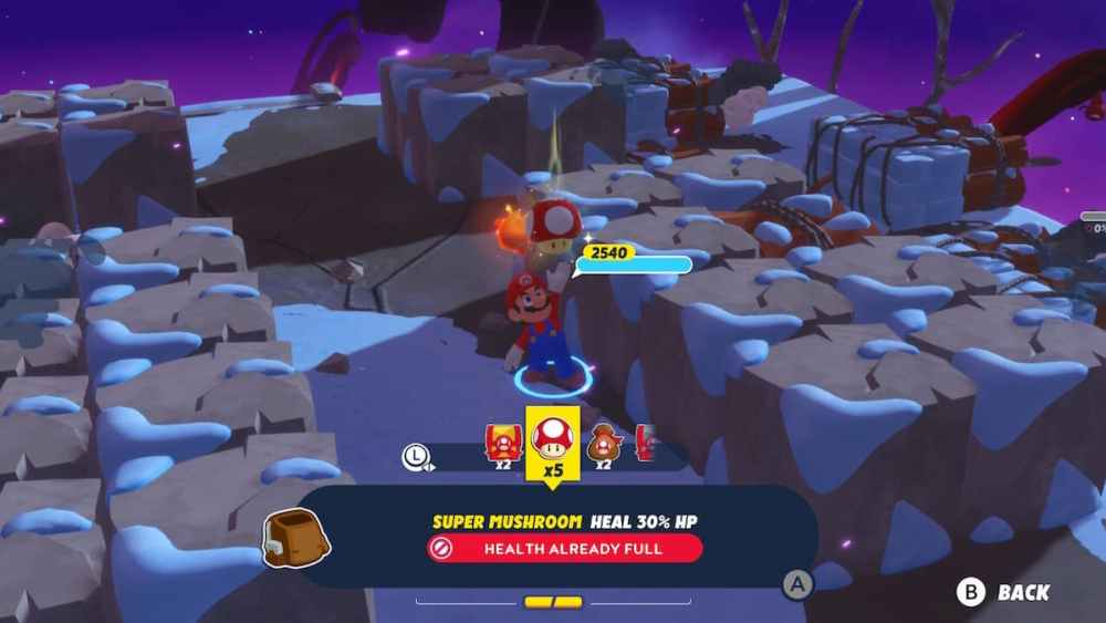 Healing characters with Mushrooms in Mario + Rabbids Sparks of Hope