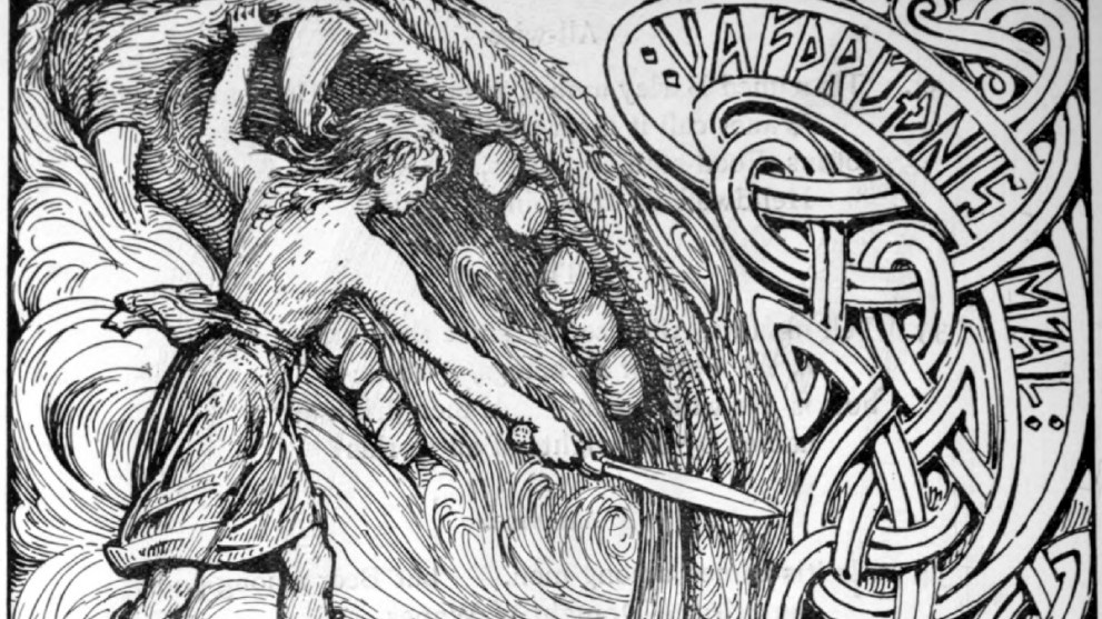 Norse god Vidar as depicted by W. G. Collingwood