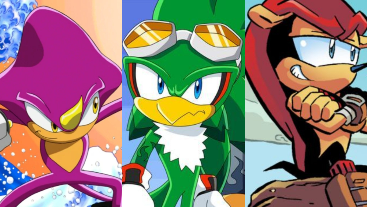 Espio the chameleon, Jet the hawk, and Mighty the armadillo from the sonic franhise