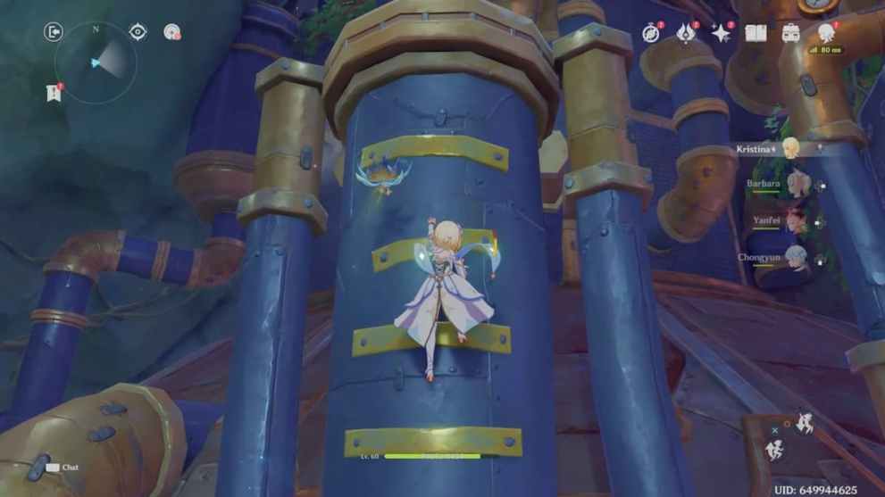 Climbing the pipe in Genshin Impact