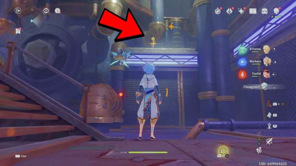 Using the Four-Leaf Sigil to get to the next location in Genshin Impact