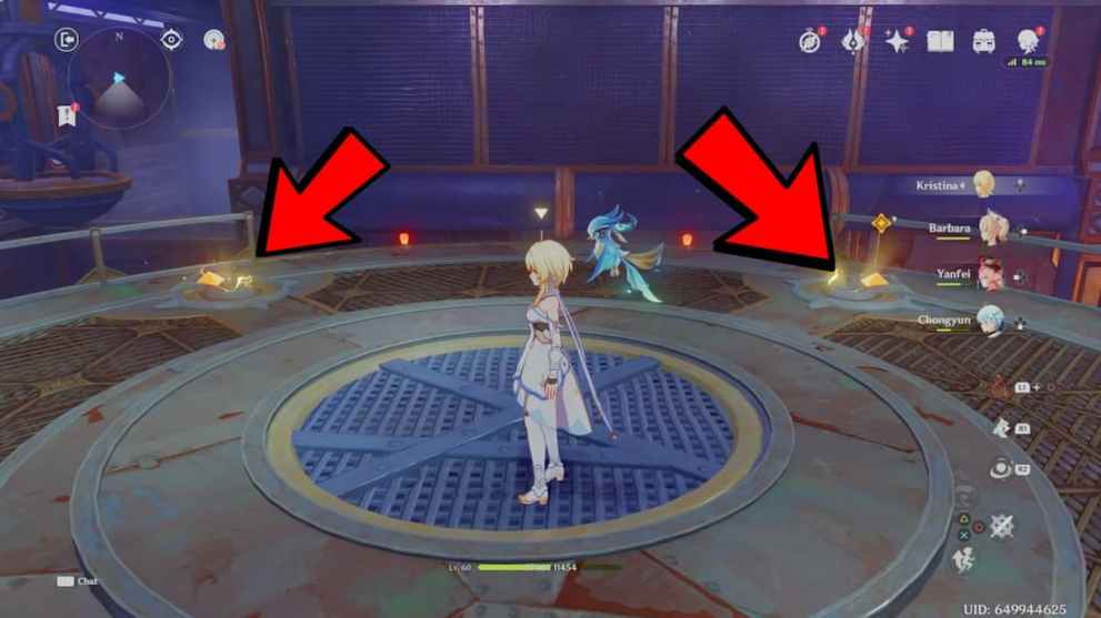 Interacting with the lift mechanisms in Genshin Impact