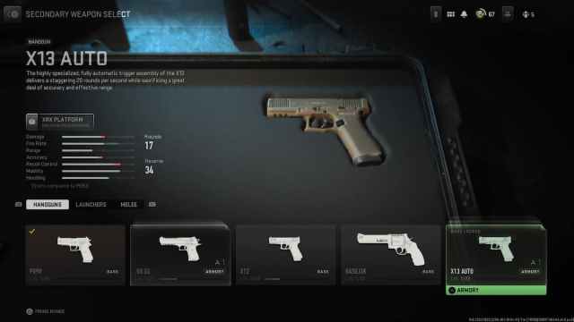 X13 Auto Pistol, best pistols Warzone 2