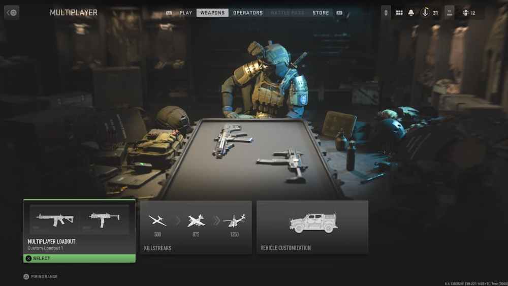 CoD: MW2 weapon loadout menu