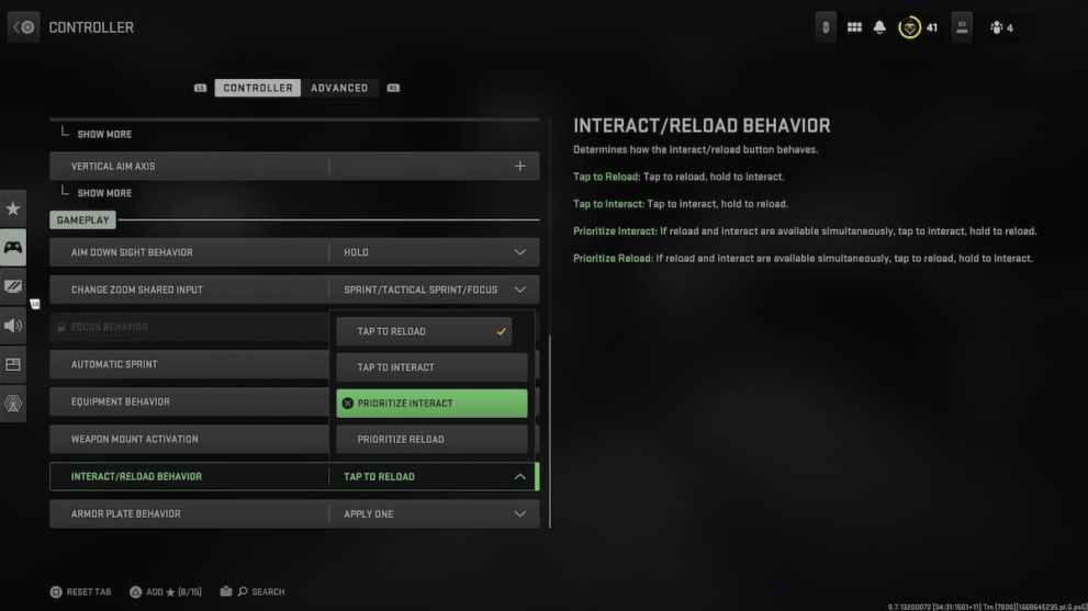 How to enable prioritize interact in CoD: MW2