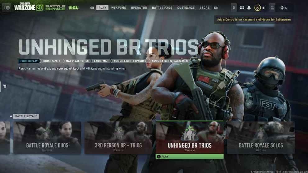 Unhinged BR Trios in-game screenshot