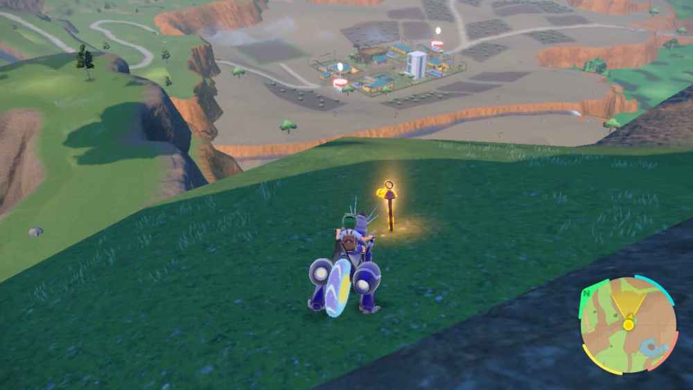 A stake overlooking Cortondo in Pokemon Scarlet and Violet. 