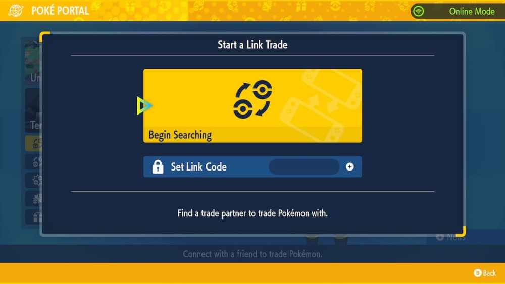 The Link Trade screen in Pokemon Scarlet and Violet. 