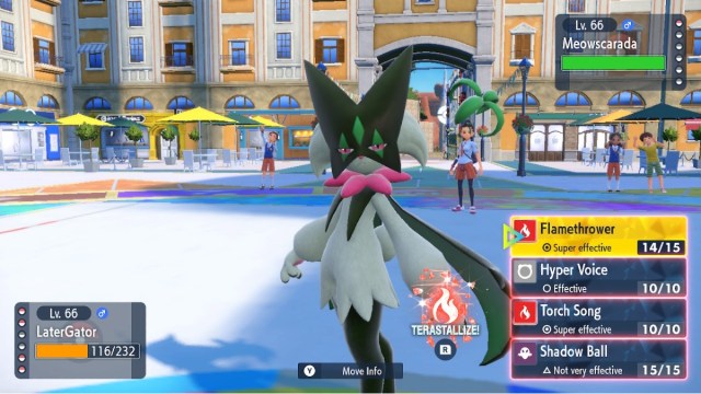 Pokemon Scarlet Meoscarda champion battle screenshot