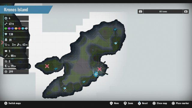 A screenshot of the map in Sonic Frontiers.