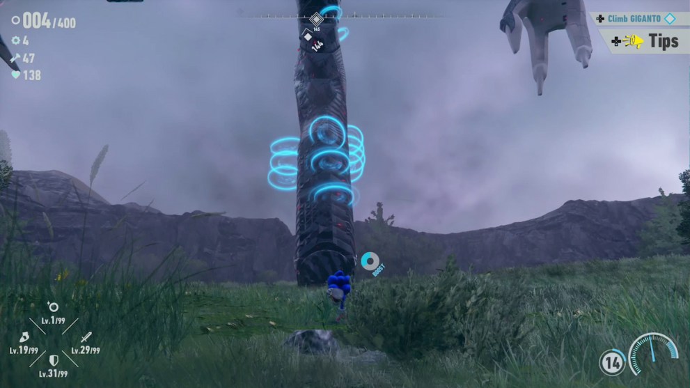 A screenshot of Giganto's leg in Sonic Frontiers.