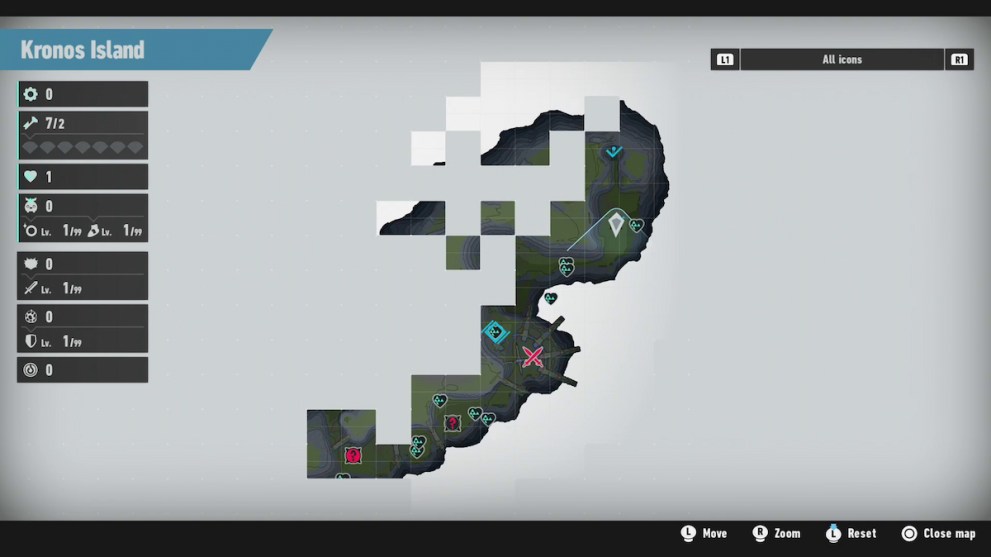 A screenshot of the map in Sonic Frontiers