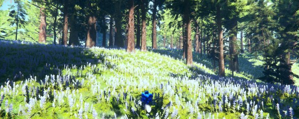 Sonic runs through a forest in Sonic Frontiers.