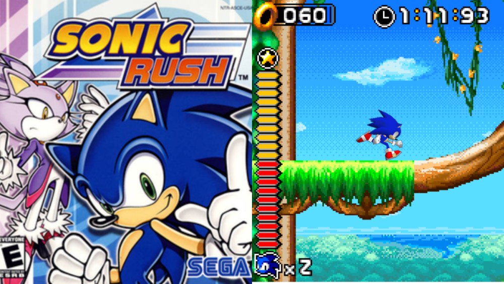 Sonic Rush cover art and game screenshot