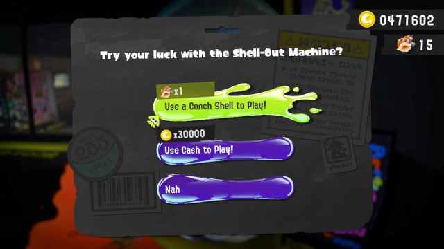 Splatoon 3 Conch Shells at the Shell-Out Machine