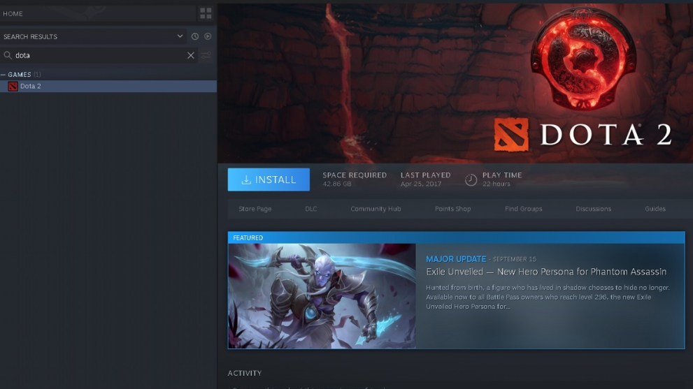 Reinstall DOTA 2 in Steam