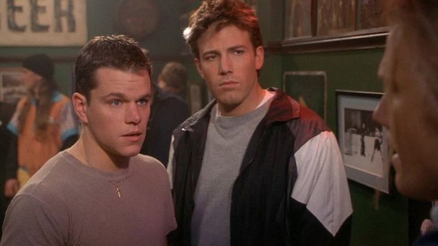 Matt Damon as Will and Ben Affleck as Chuckie in Good Will Hunting.