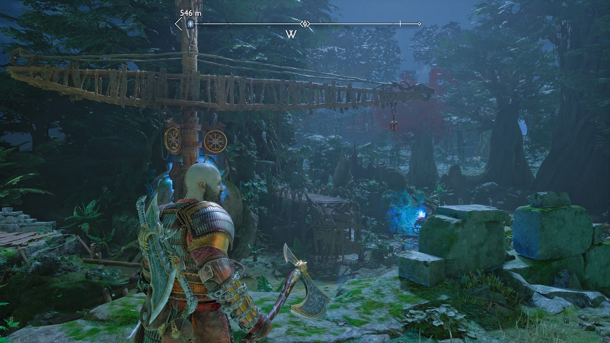 How to cross the abandoned village bridge puzzle in god of war ragnarok