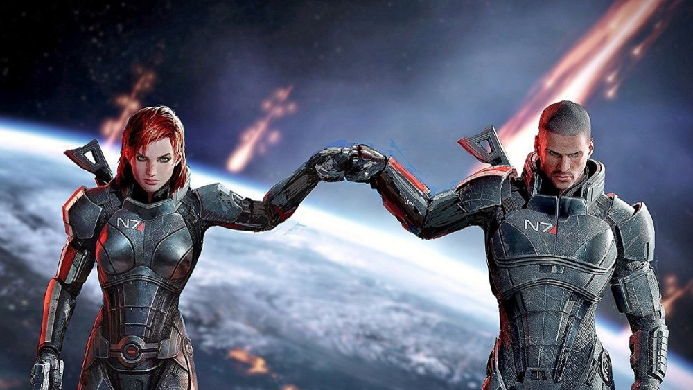 Male and female Shepard protagonists in Mass Effect