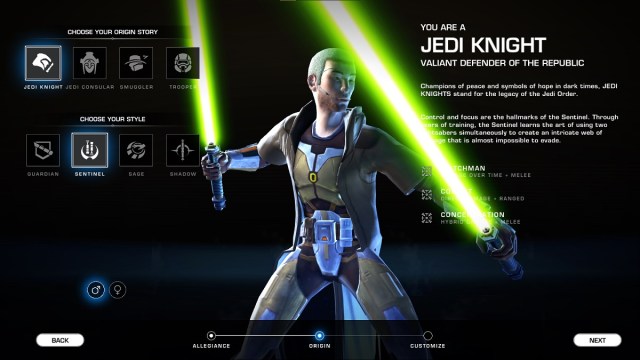 The Jedi Knight class in Star Wars The Old Republic