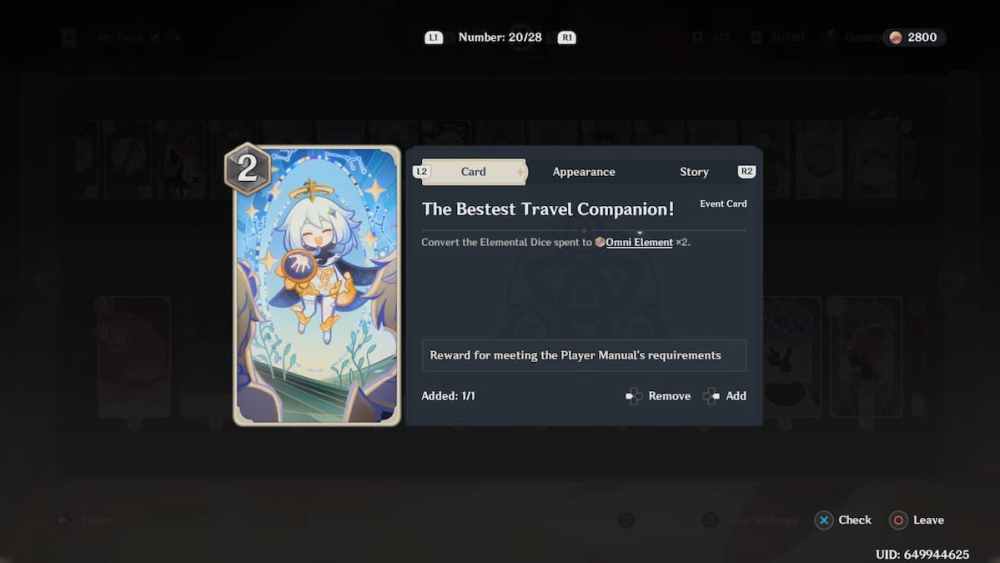 The Bestest Travel Companion! Action Card in Genshin Impact