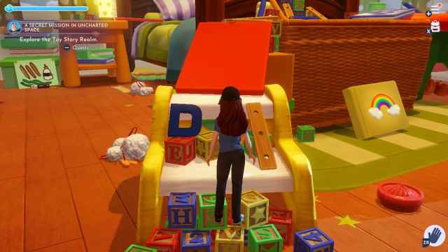 Going up a toy ramp in Disney Dreamlight Valley