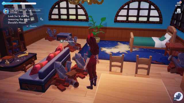 Clearing trash at Donald Duck's house in Disney Dreamlight Valley