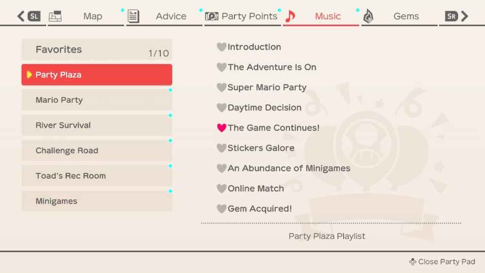 Music Section in Super Mario Party