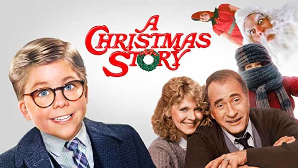 A Christmas Story promotional image with Santa.