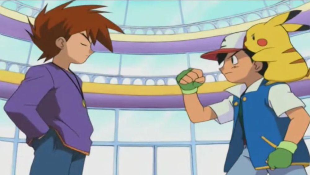 Ash and Gary in the Pokemon anime