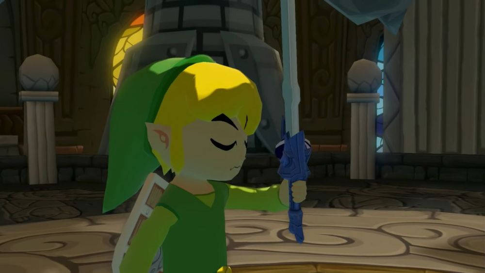 Pulling the Master Sword in The Wind Waker