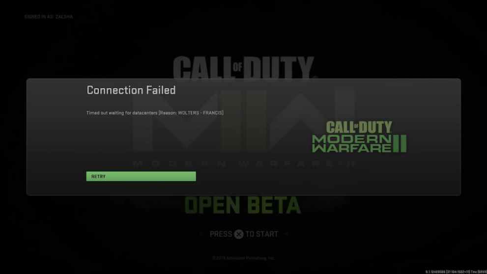 Modern Warfare 2 - Connection Timed Out Error Fix