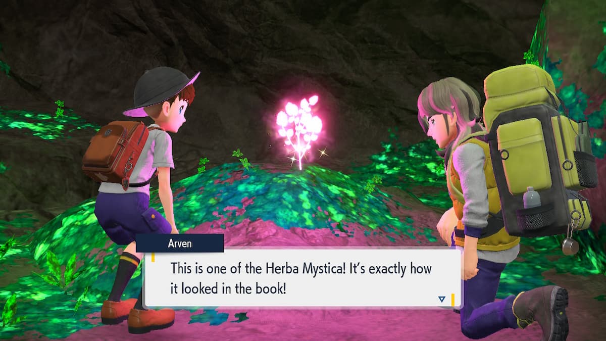 Sweet Herba Mystica in a cave from Pokemon Scarlet and Violet.