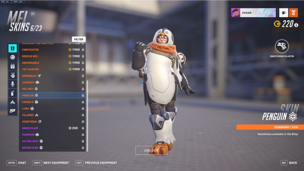 Mei's Penguin skin in Overwatch