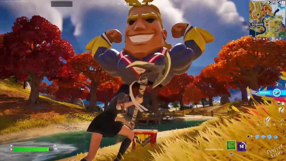 Huge All Might Statue in Fortnite