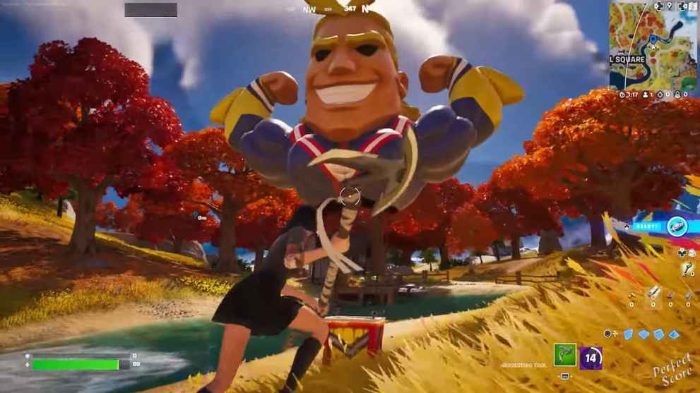 Huge All Might Statue in Fortnite