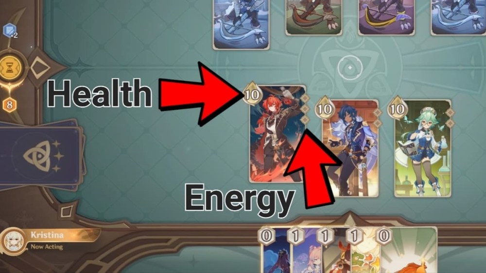 Health and Energy Explanation Icons in Genius Invokation TCG