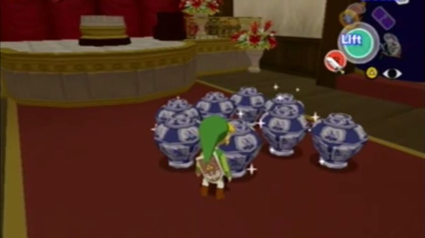 Smashing the rich man's pots in The Wind Waker