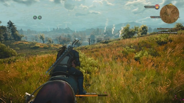 Geralt riding Roach in The Witcher 3,