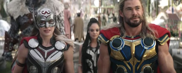 Natalie Portman as Jane Foster and Chris Hemsworth as Thor in Thor: Love and Thunder