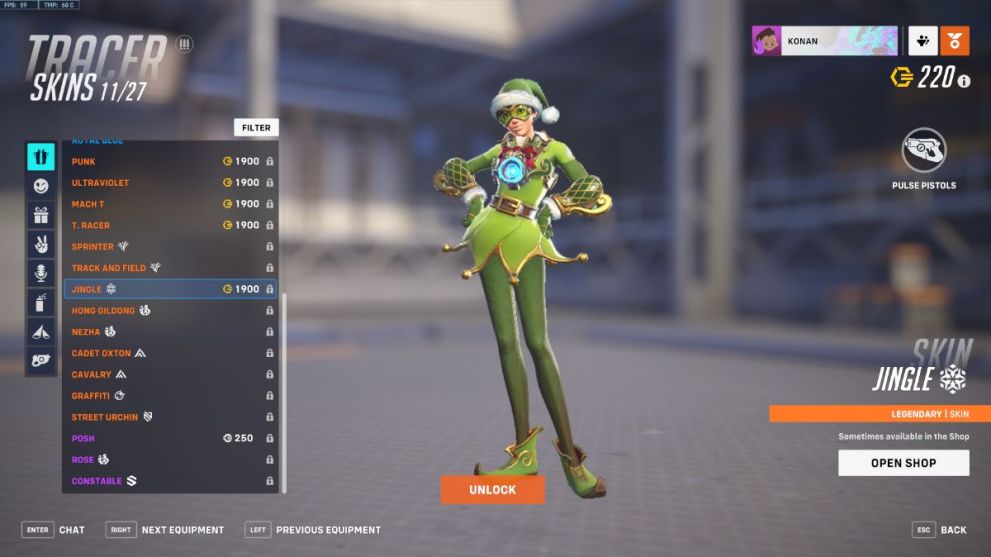 Tracer's Jingle skin in Overwatch 2.